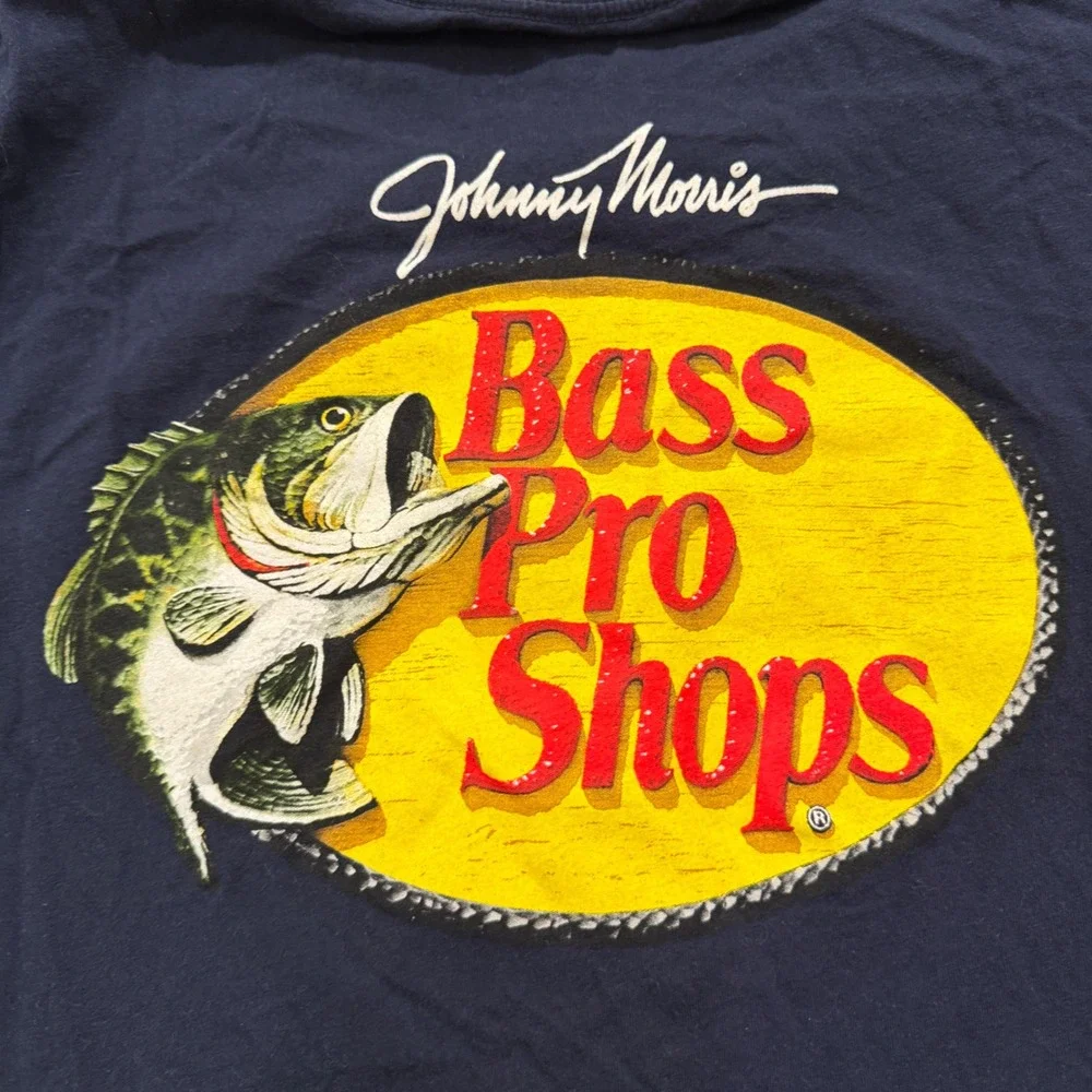 Bass Pro Shops Men 4XL Navy Blue Johnny Morris Graphic T-Shirt 100% Cotton